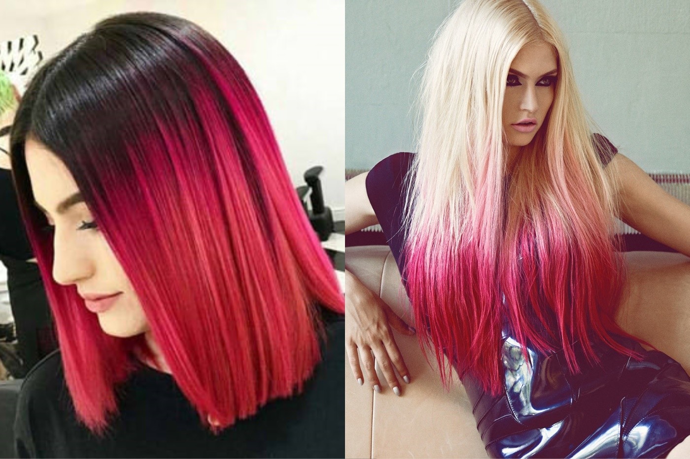 Корни волос красные. Окрашивание волос в яркие цвета. Розовые пряди на русых волосах. Красно розовый цвет волос. Яркое окрашивание на темные волосы.