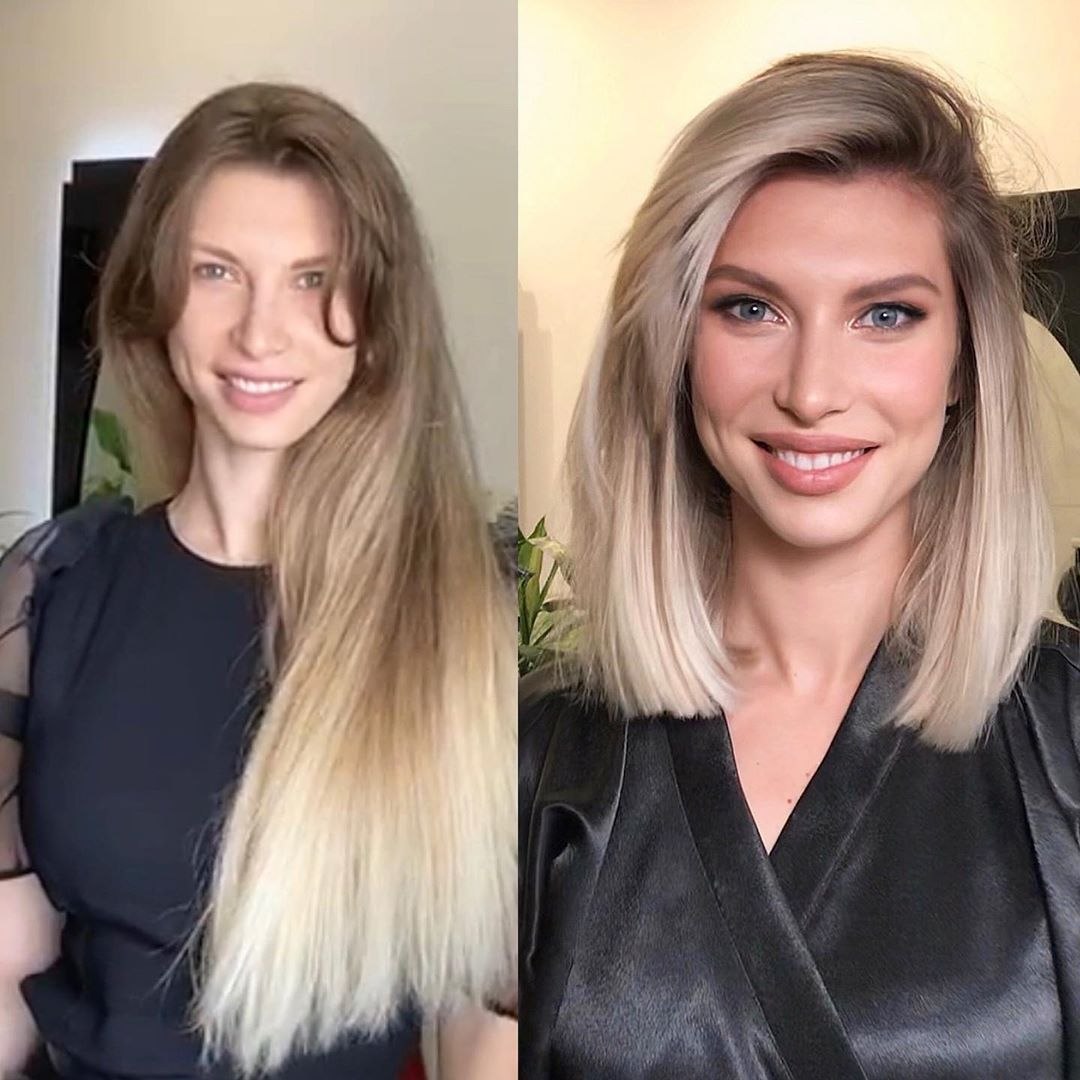 Фото девушки до стрижки и после фото