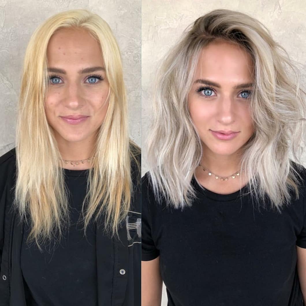 Платиновый цвет волос фото до и после окрашивания