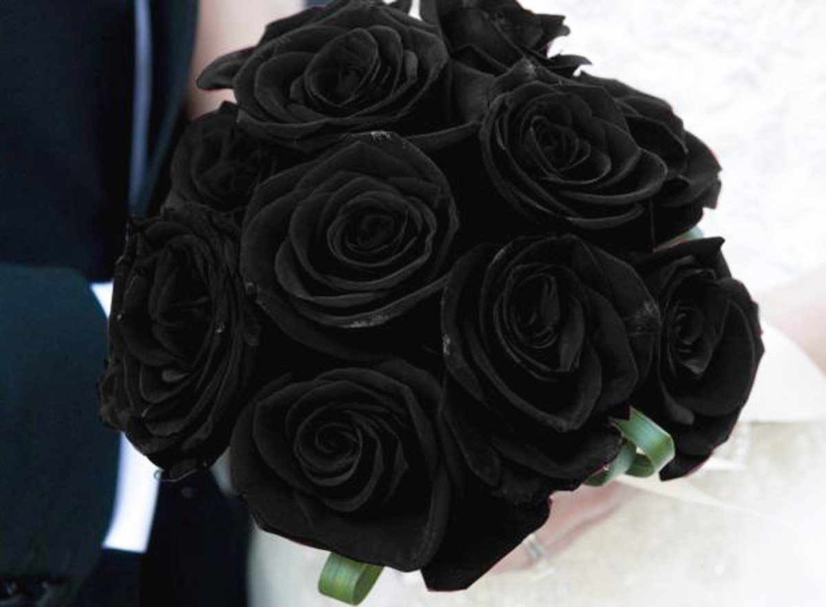 Букет на свадьбу с черными розами