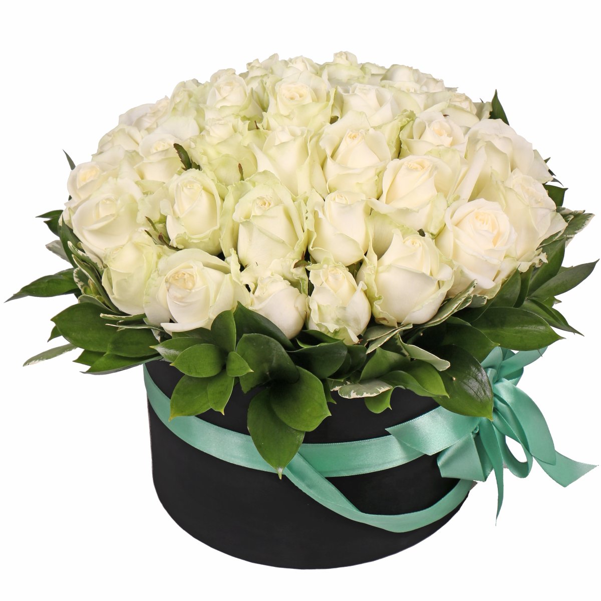 Шикарный букет в коробке из белых роз