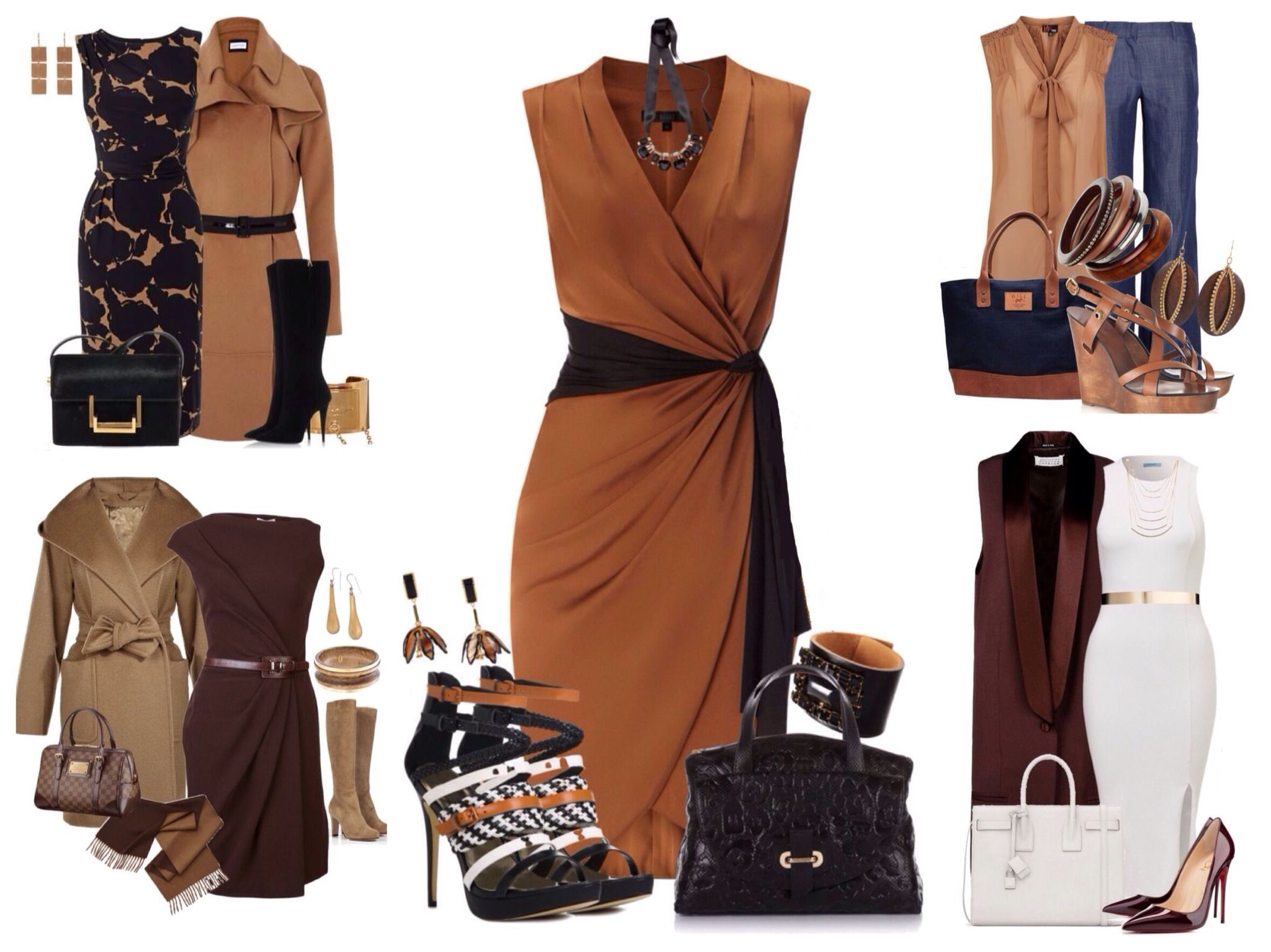 Сочетание с коричневым платьем