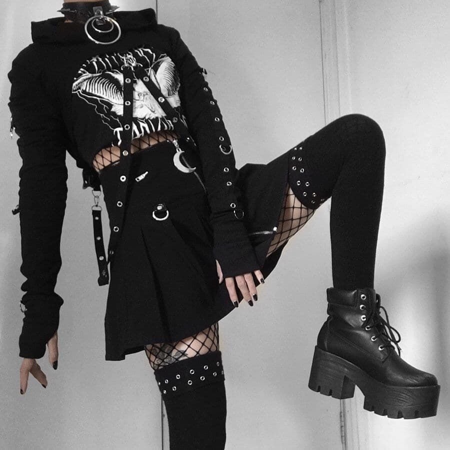 Goth outfit Грандж 2020 корейская одежда