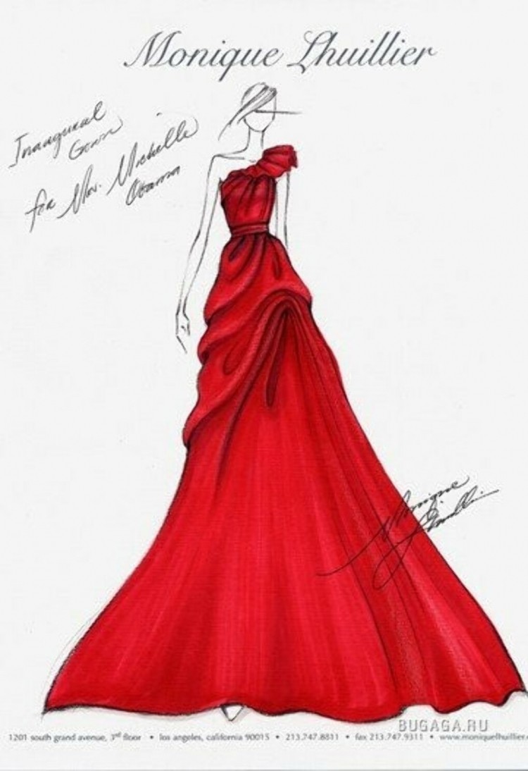 Платье вечернее красное эскиз