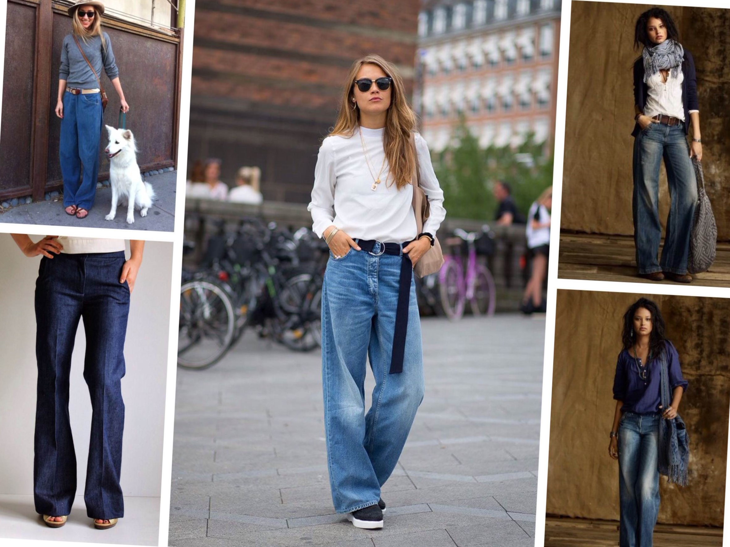 образы с широкими джинсами 2023 фото