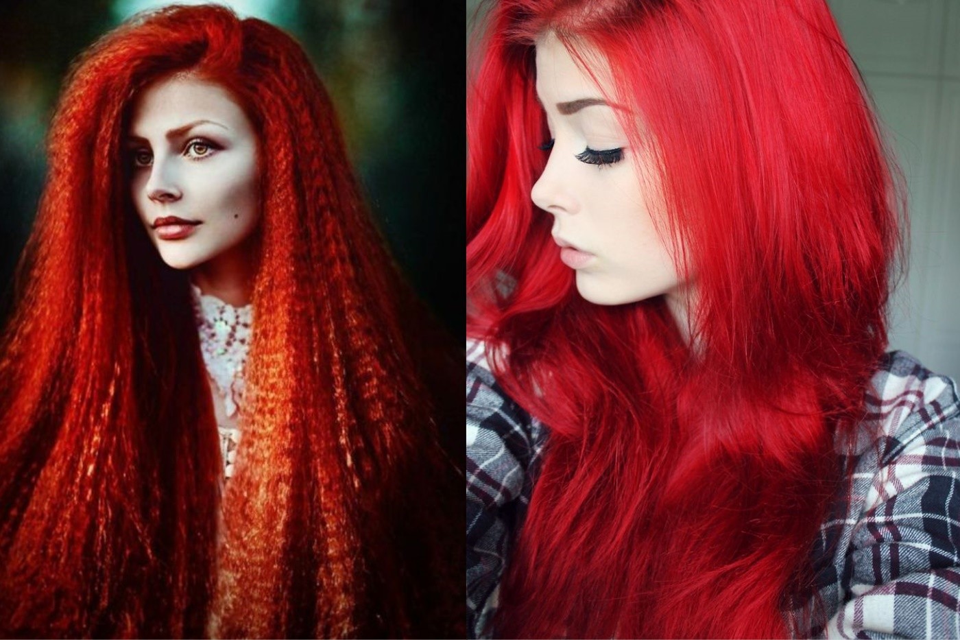 Кроваво красный цвет волос