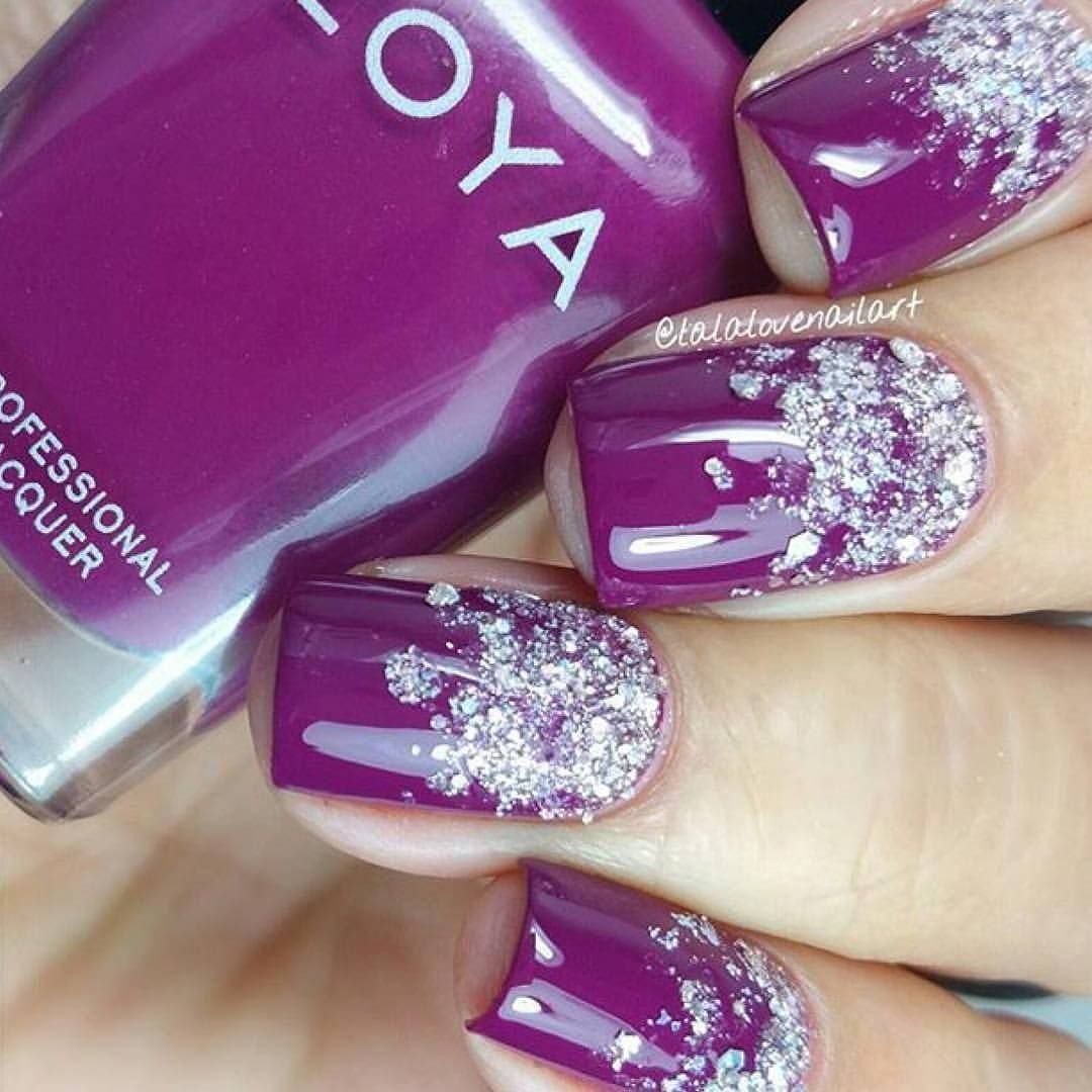 Фиолетовые новогодние ногти