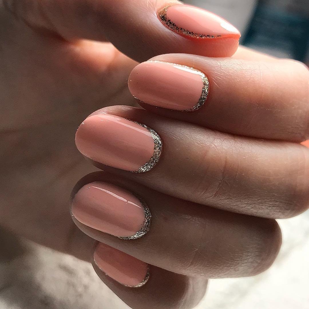 Маникюр на короткие ногти персиковый цвет
