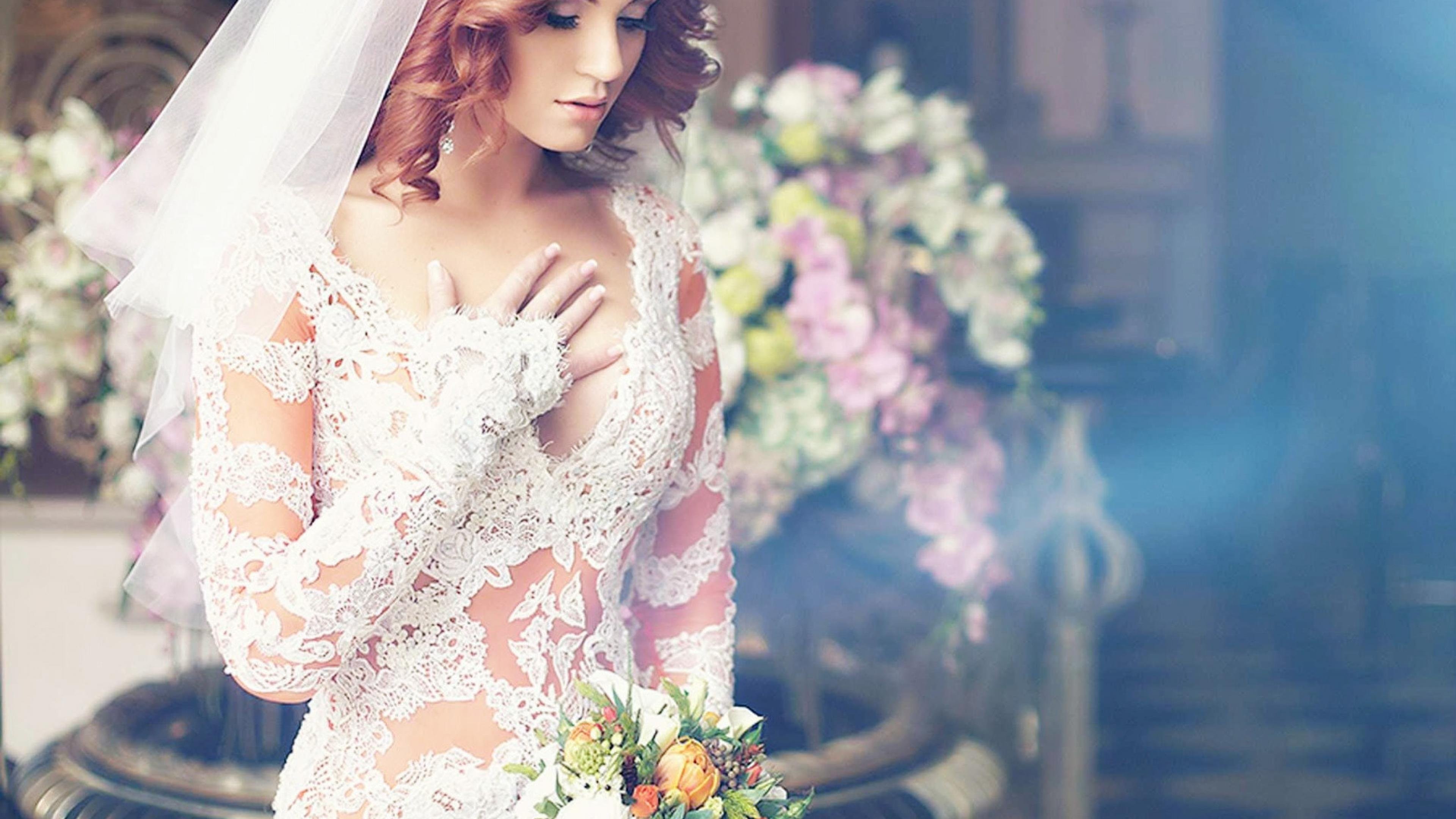 Красивое нежное свадебное платье