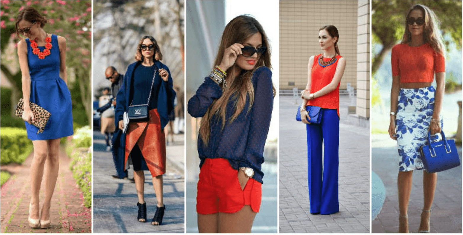 Сочетание красного и синего в одежде