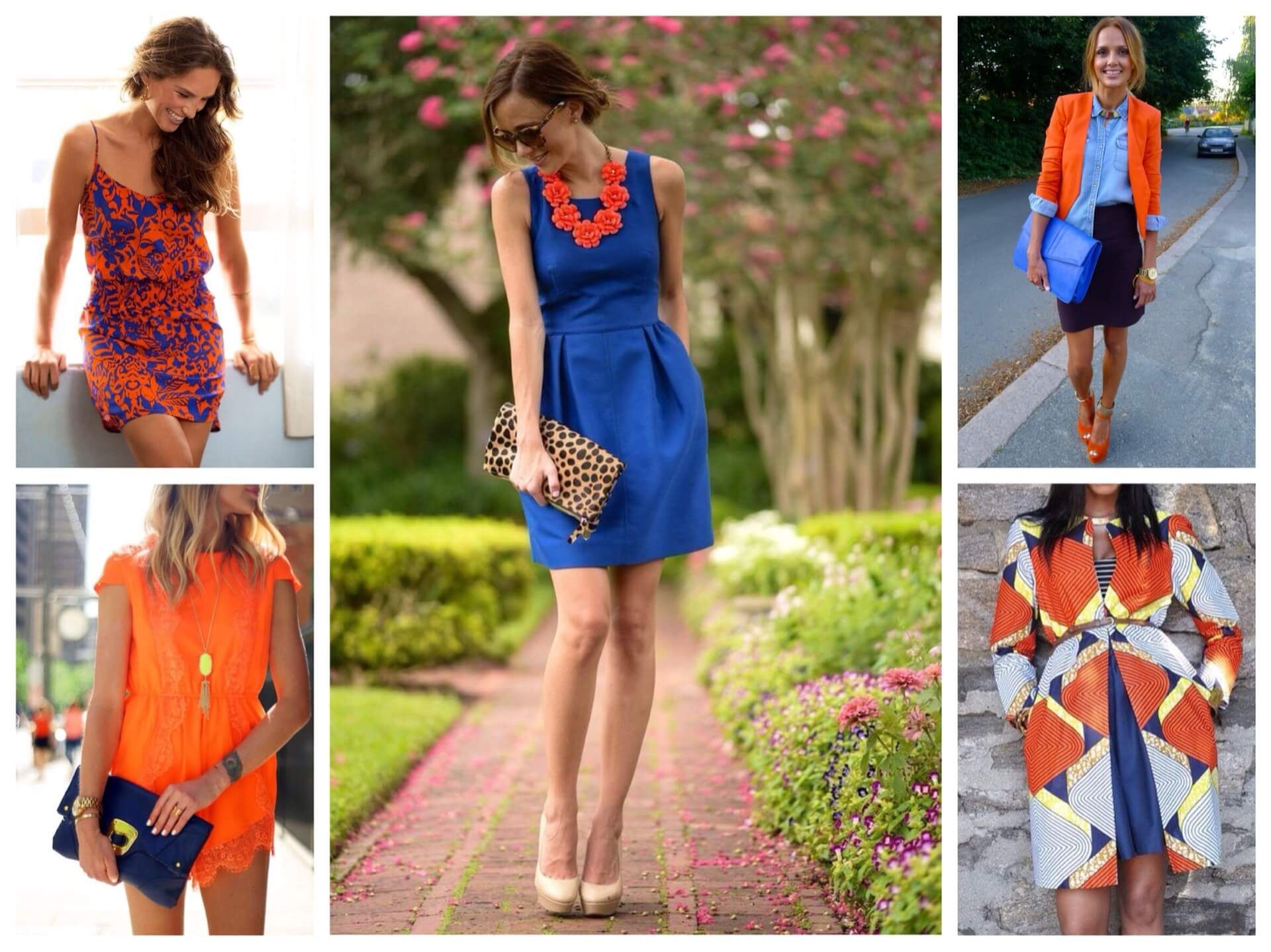 Сочетание голубого и оранжевого в одежде