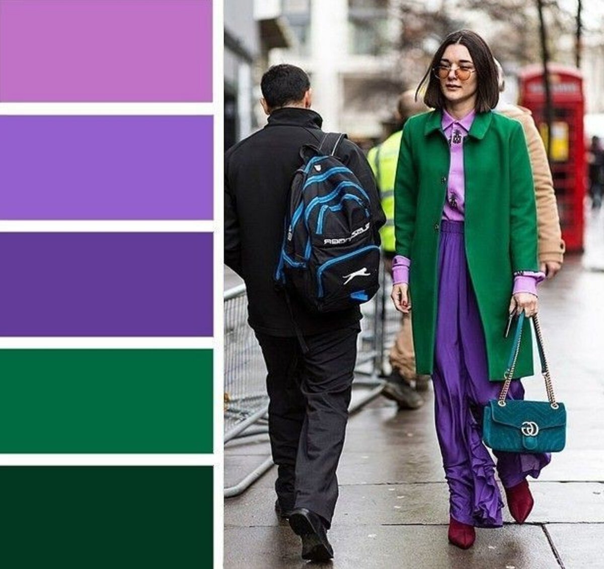 Сочетание фиолетового и зеленого