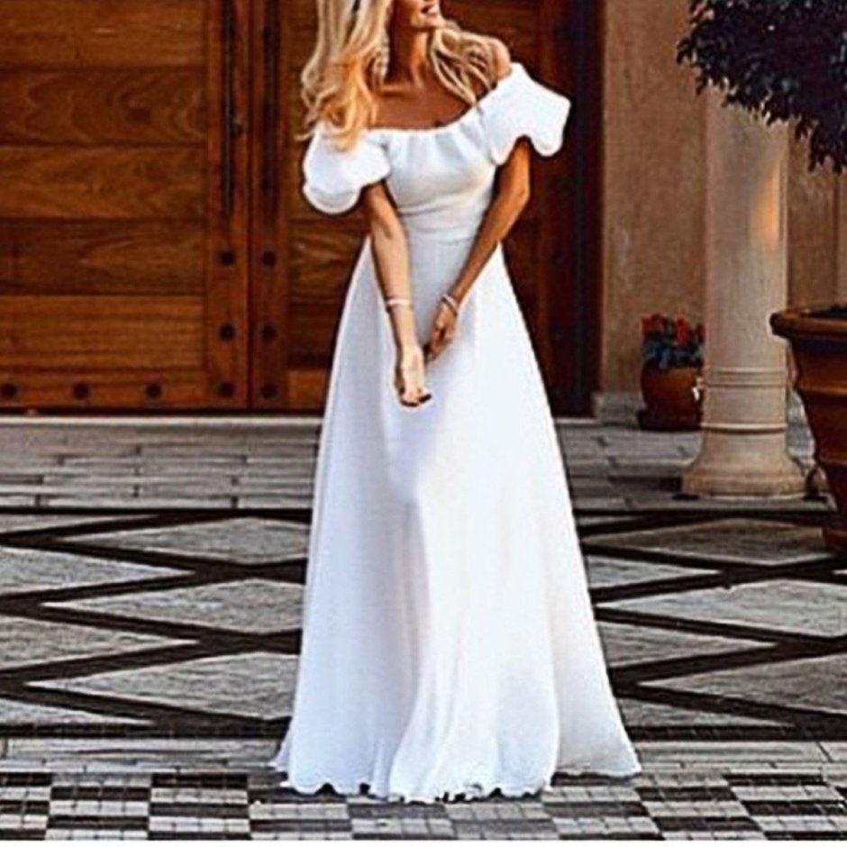 Белое длинное платье