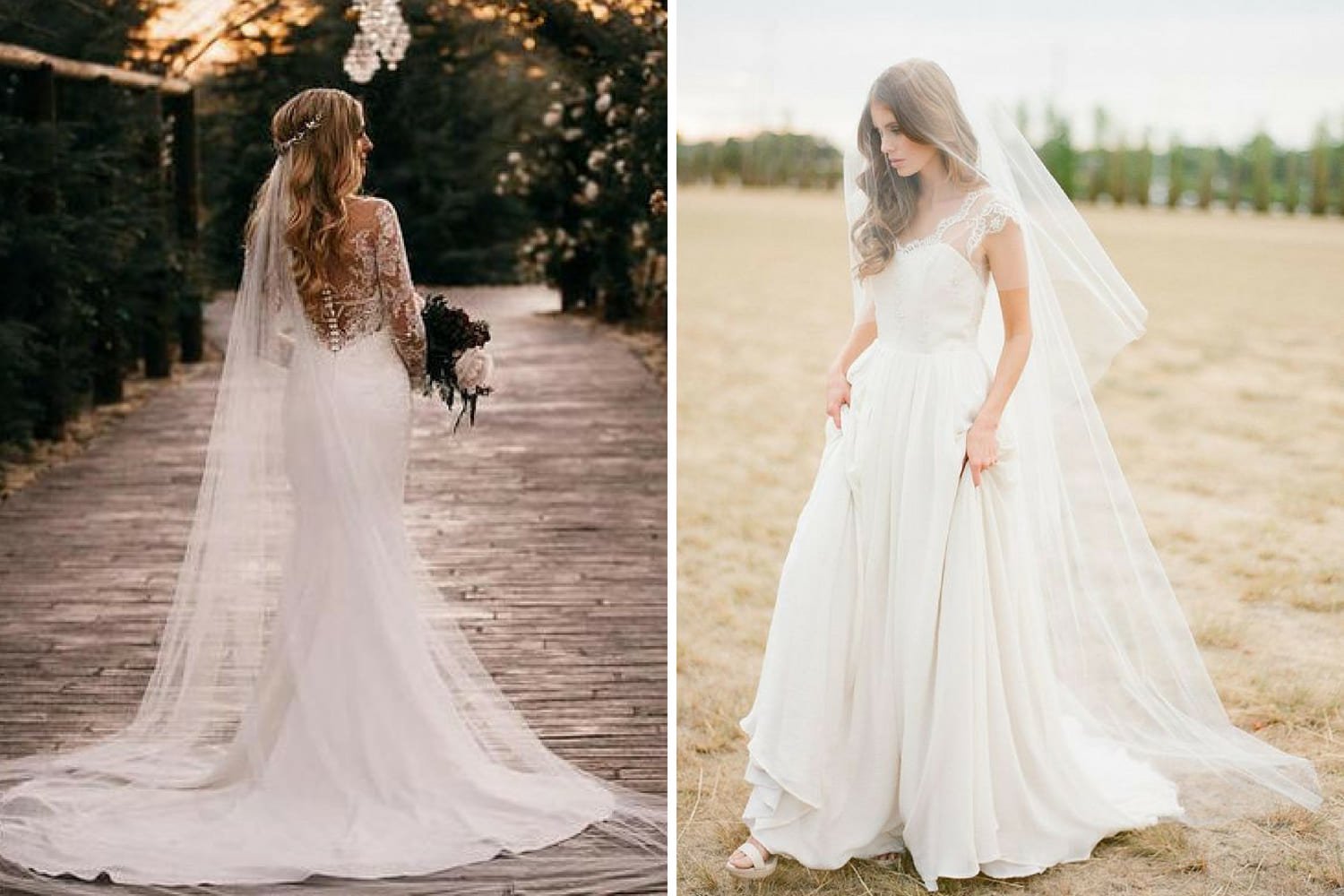 Свадебное платье с длинной фатой