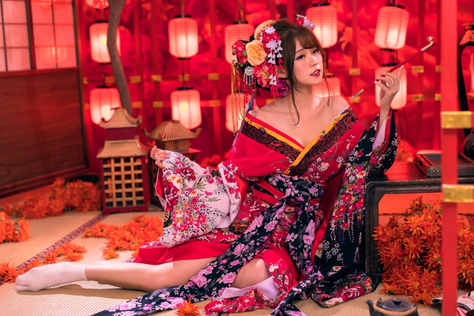 Японское кимоно женское с гейшей
