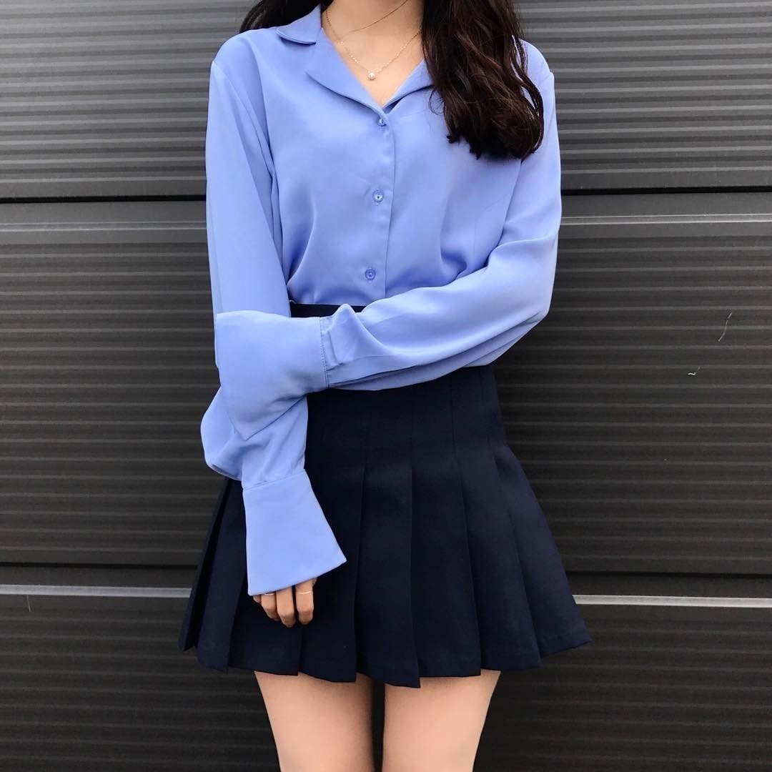 Корейская одежда для девушек синий