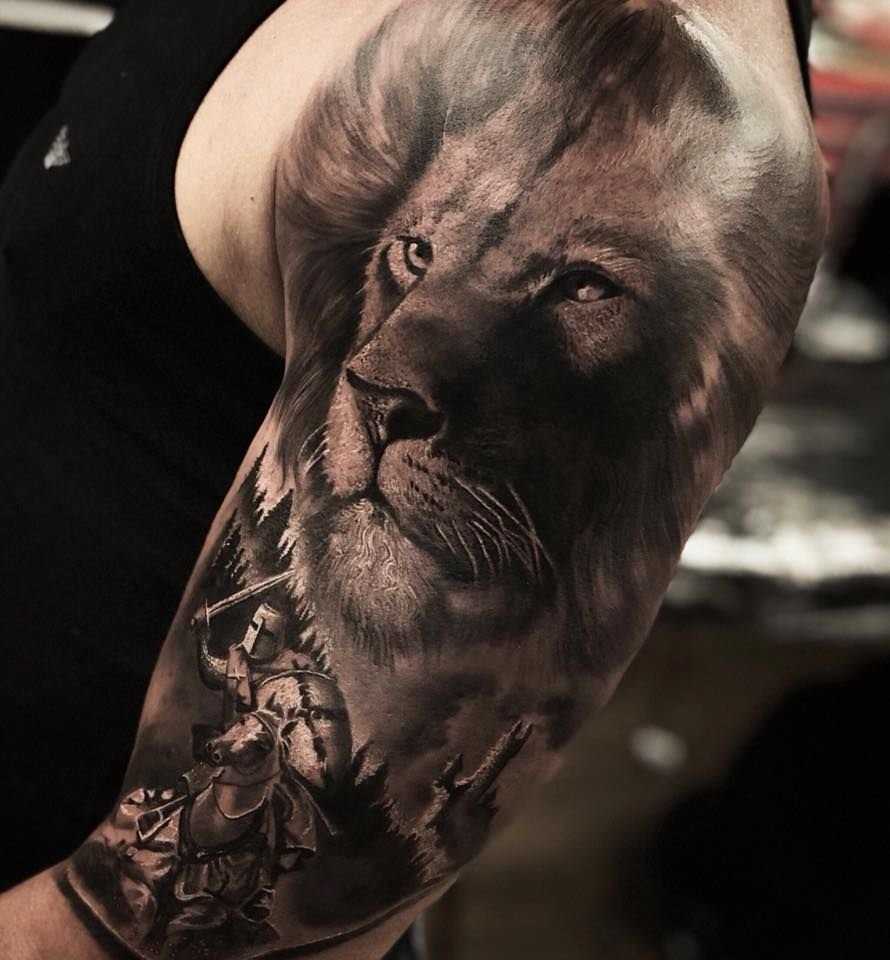 Тату лев на плече – фото | Лучшие татуировки льва на плече